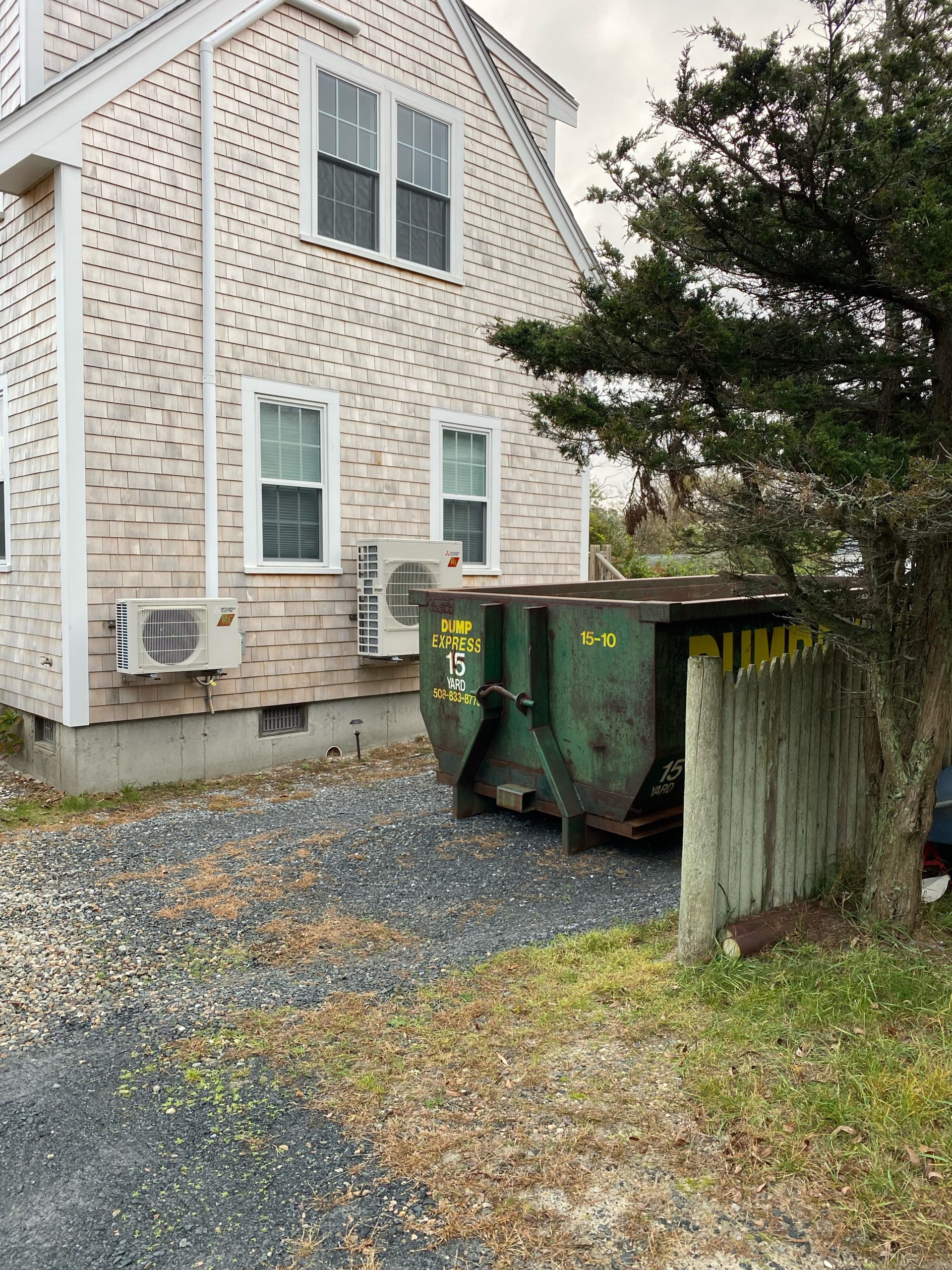 dumpster rental on cape cod, on residential driveway