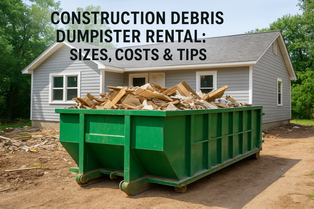 Construction Debris Dumpster Rental: Sizes, Costs & Tips